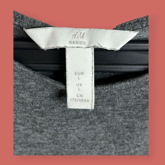 🩶 LARGE H+M BASICS GRAY SHORT SLEEVE TRAVEL CASUAL DRESS - Picture 7 of 8